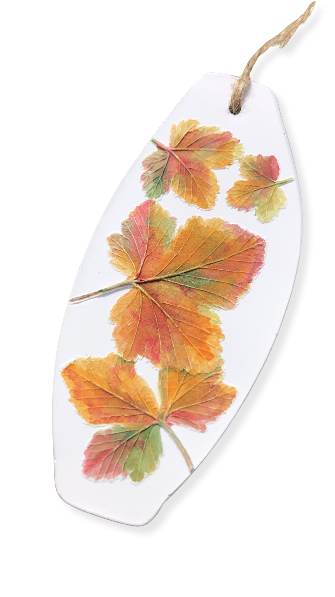 botanical cast hanging fragance diffuser featuring four autumn leaves
